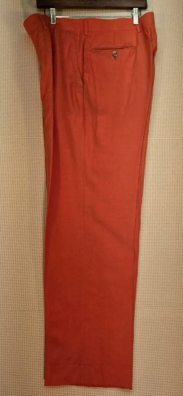 Crittenden Rawlings Mens Silk Linen Dress Pants Coral Salmon Pink Pleated 36